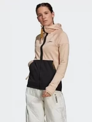 Image of adidas Terrex Tech Hooded Fleece Hiking Jacket, Blue, Size S, Women