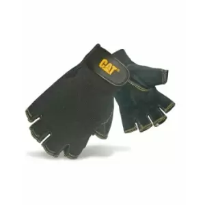 Image of Caterpillar 12202 Reversed Half Finger Pig Skin Gloves / Mens Gloves / Gloves (Large) (Black) - Black