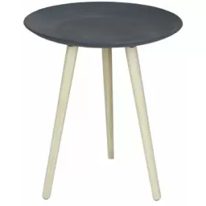 Image of Round Concrete Effect Side Table in Grey Coffee Sofa Bed Stand - Grey - Charles Bentley