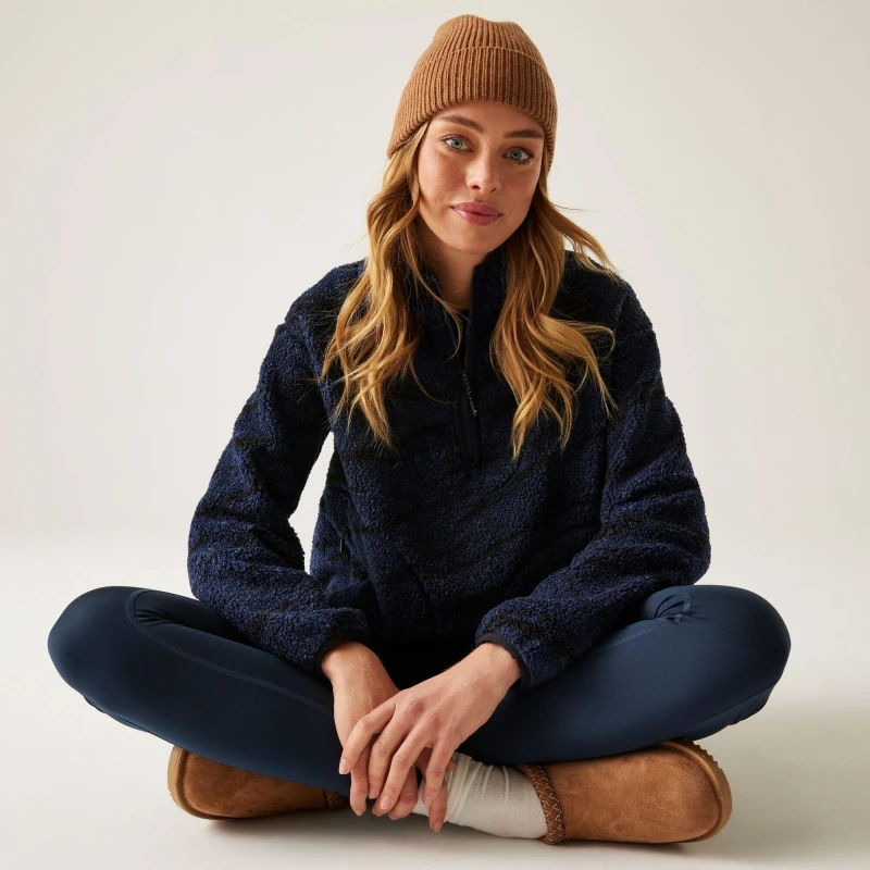 Image of Regatta Womens Frankie Borg Half Zip Fleece Navy Blue female 8