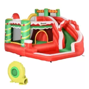 Image of Outsunny Kids Xmas Bounce Castle Trampoline Slide Pool Climbing Wall With Inflator