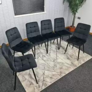Image of Kitchen Dining Chairs Set Of 6 Black Tufted Chairs Velvet Chairs Kitchen Chairs