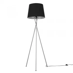 Image of Camden Grey Tripod Floor Lamp with XL Black Aspen Shade