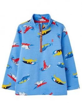 Image of Joules Toddler Boys Dale Dino Half Zip Sweatshirt - Blue, Size 3 Years