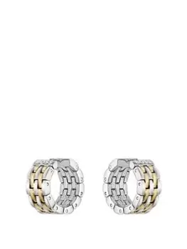Image of BOSS Ladies BOSS Isla Tone Yellow Gold IP and Stainless Steel Hoop Earrings, Two Tone, Women