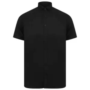 Image of Henbury Mens Modern Short Sleeve Slim Fit Oxford Shirt (S) (Black)