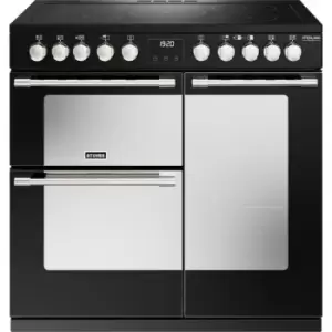 Image of Stoves Sterling Deluxe ST DX STER D900Ei RTY BK 90cm Electric Range Cooker with Induction Hob - Black - A Rated