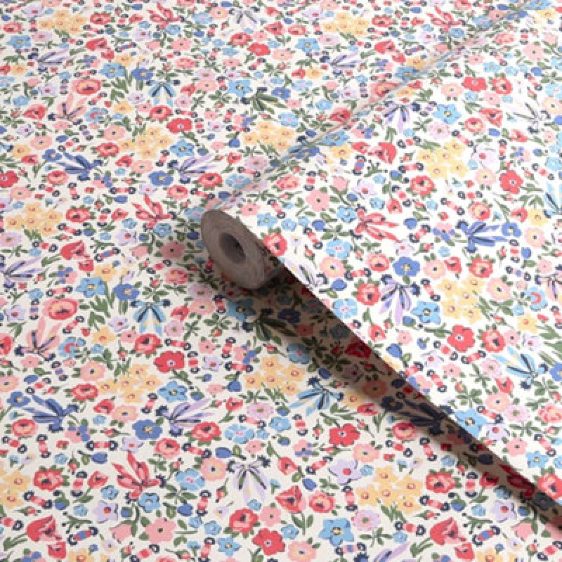Image of Cath Kidston Harmony Ditsy Day Floral Wallpaper Wallpaper One Size White 71742901000