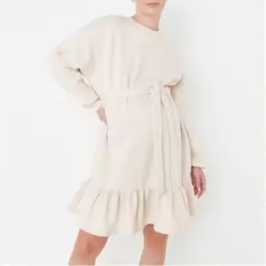 Image of Missguided Belted Frill Hem Sweater Dress - White
