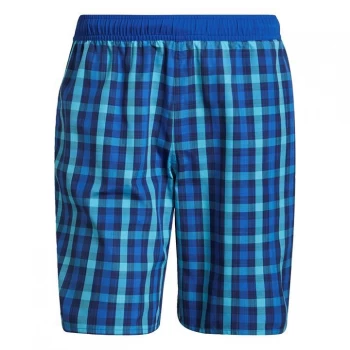 Image of adidas Classic-Length Check Swim Shorts Mens - Team Navy / Royal Blue