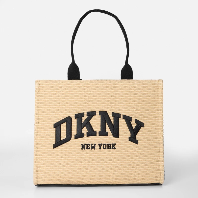 Image of DKNY Womens Logo Straw Bag Biege female One Size