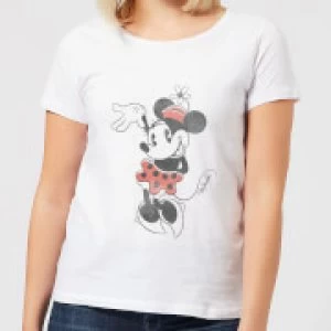 Image of Disney Mickey Mouse Minnie Mouse Waving Womens T-Shirt - White