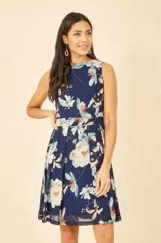 Image of Navy Floral Skater Dress