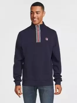 Image of Fila Weston Stripe 1/4 Zip Fleece - Navy Size M Men