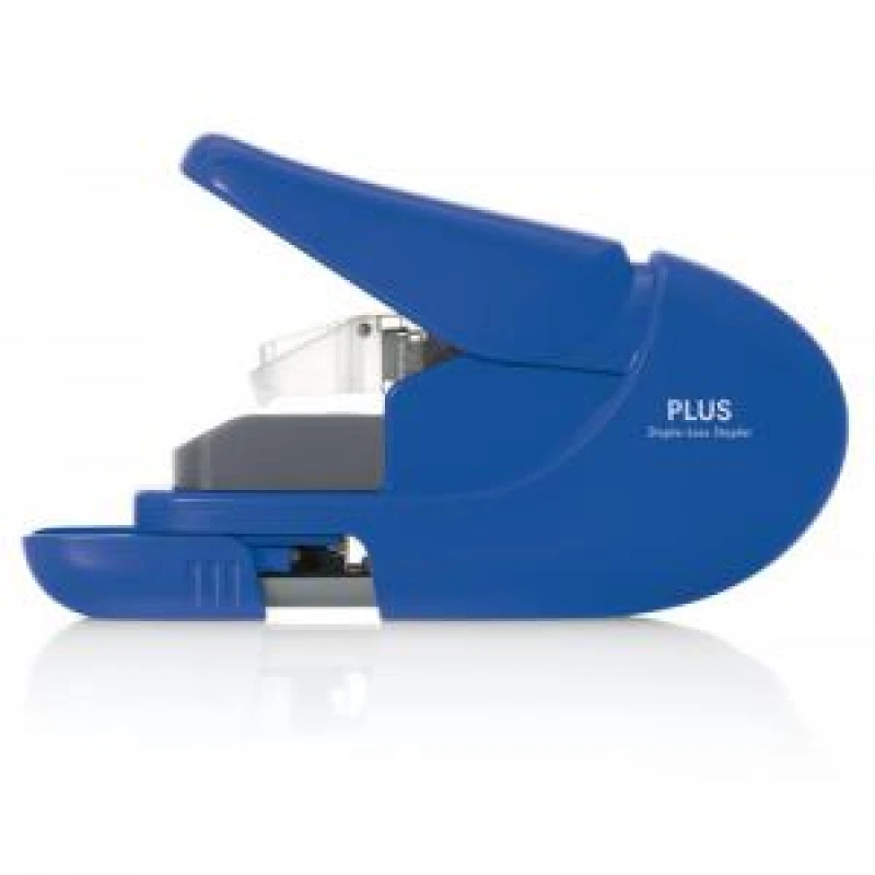 Image of Plus by Pentel Plus By Pentel Staple-Free Handy Stapler Power Assist Mechanism 5 Sheet Capacity Blue 31147 31147