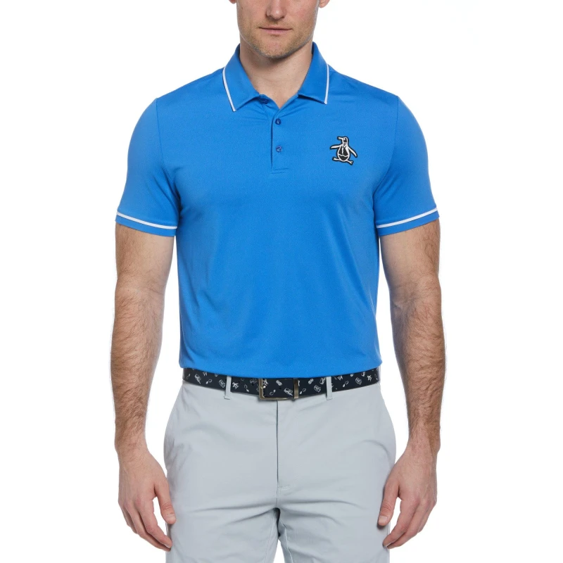 Image of Original Penguin Golf Mens PG Heritage Short-Sleeve Performance Polo Nebulas male Small