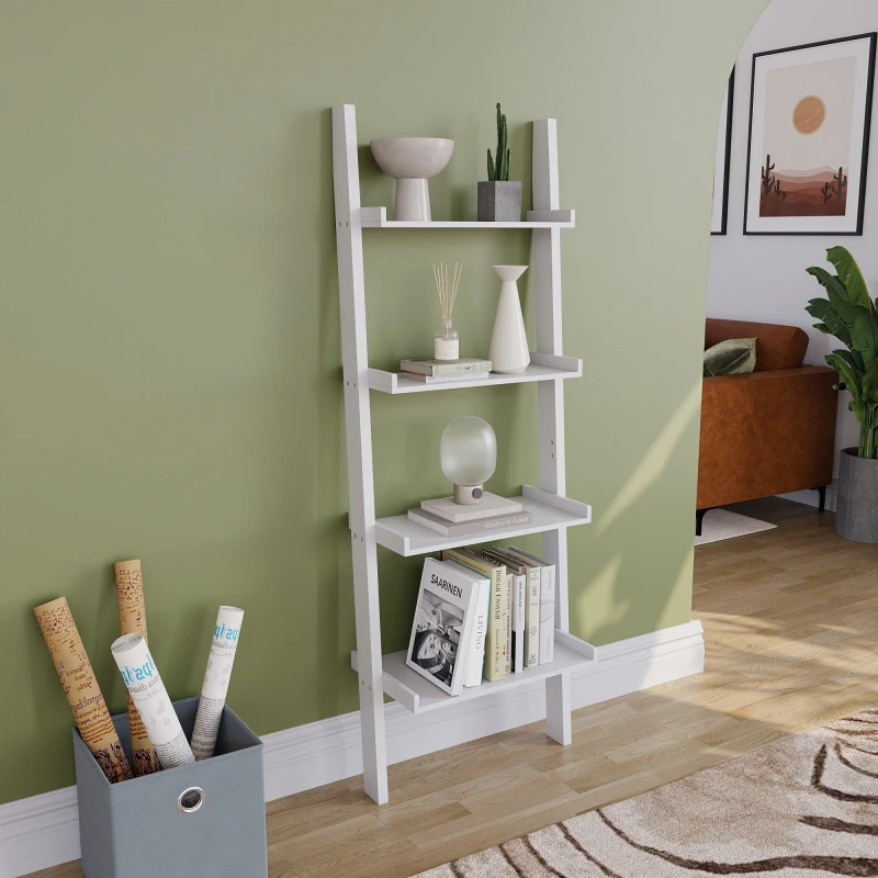 Image of Lassic Vida Designs York 4 Tier Ladder Bookcase White unisex 4 Tier