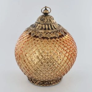 Image of LED Lantern Gold Pattern H19.5cm