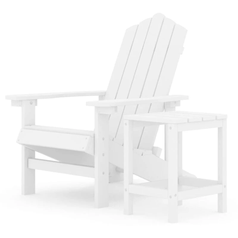 Image of VIDAXL Garden Adirondack Chair with Table hdpe White Vidaxl 8720286847190