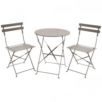 Image of Charles Bentley Folding Metal Bistro Set - Taupe