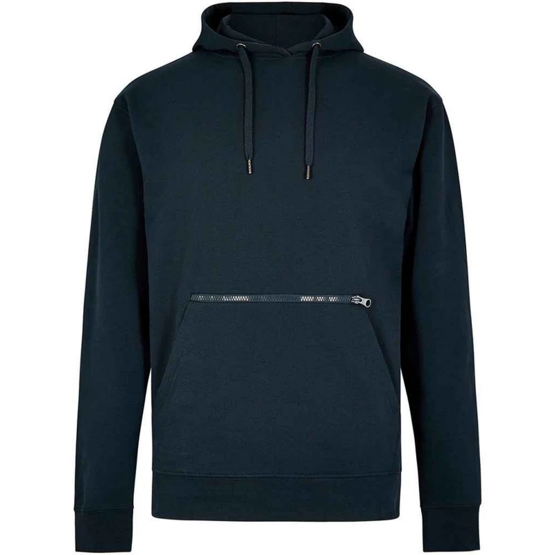 Image of Kustom Kit Mens Pique Zip Pocket Regular Hoodie in Navy Size: Small Navy Male S