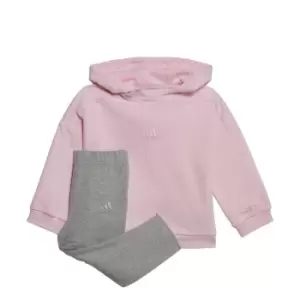 Image of adidas Hooded Fleece Tracksuit Kids - Clear Pink / Clear Pink