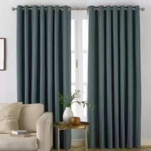 Image of Furn. Moon Herringbone Blackout Ringtop Eyelet Curtains (pair) Polyester Mineral (117X183Cm)