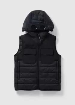 Image of C.P. Company Kids Shell-R Contrast Padded Goggle Gilet In Black