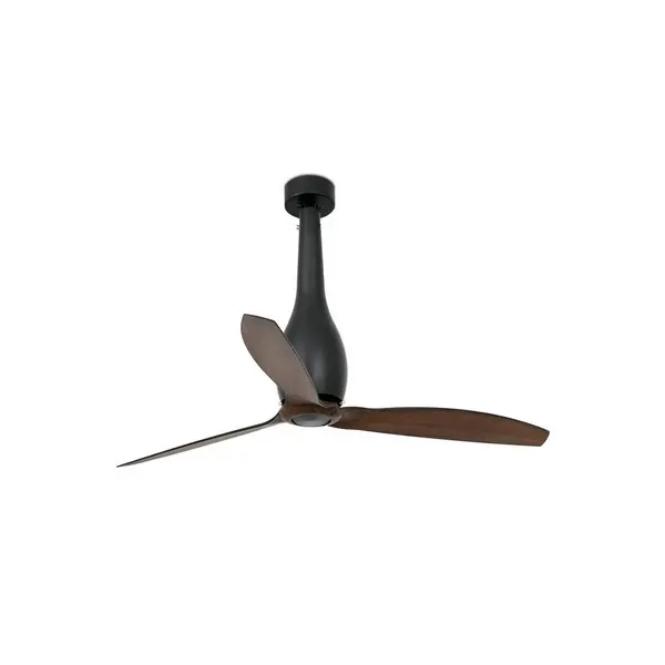 Image of Eterfan Matt Black, Wood Ceiling Fan With DC Motor Smart - Remote Included