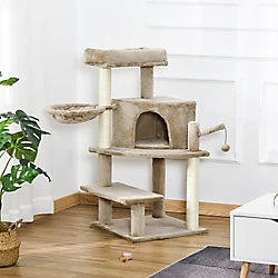 Image of PawHut Cat Tree Tower Activity Center with Sisal Scratching Post Perch Brown