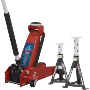 Image of Sealey 3000CXD Yankee Trolley Jack and Axle Stand Set 3 Tonne