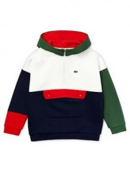 Image of Lacoste Boys Colourblock Pocket Hoodie - Multi, Size 2 Years