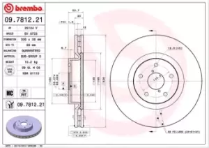 Image of BREMBO Brake disc SUBARU 09.7812.21 26300FE070,SU00306805 Brake rotor,Brake discs,Brake rotors