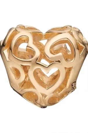 Image of Ladies Christina Gold Plated Sterling Silver Heart Beat Love Bead Charm 623-G01