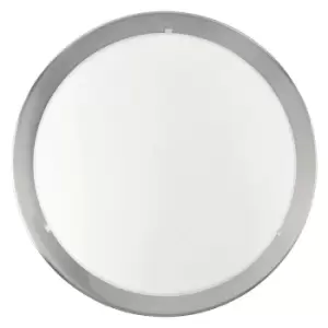 Image of Wall Flush Ceiling Light Satin Nickel White Clear Satin Glass Bulb E27 1x60W