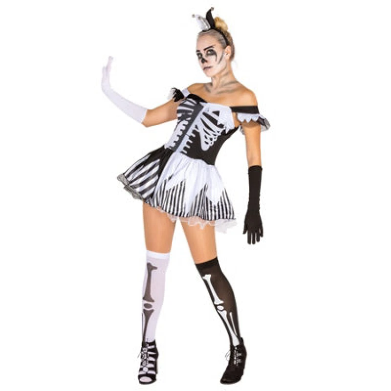 Image of Tectake Womens Black-White Skeleton Costume 300120 - White Xl