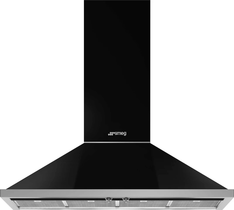 Image of Smeg Portofino KPF12BL 120cm Chimney Cooker Hood - Black