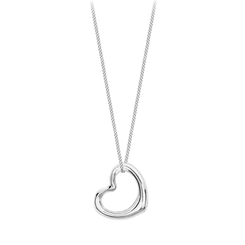 Image of Be You Sterling Silver Open Heart Necklace Silver female 18inch