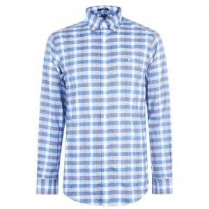 Image of Gant Gingham Long Sleeve Shirt - Mid Blue 445