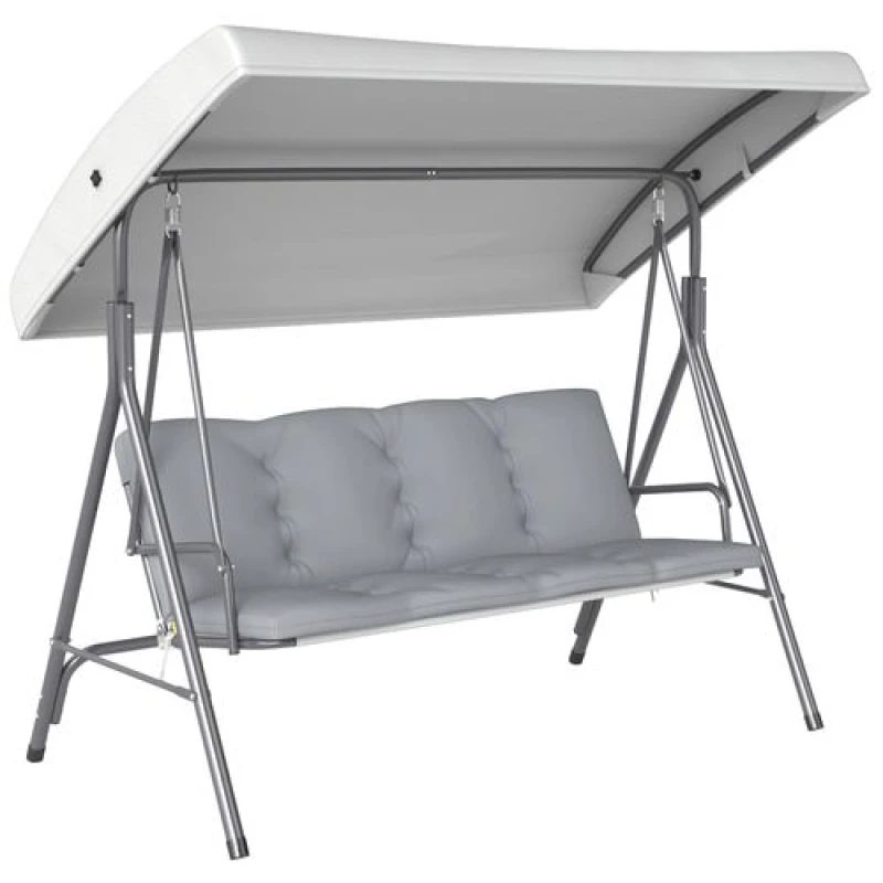 Image of Outsunny Outsunny 3 Person Porch Swing Chair Outdoor Lounge Bench Canopy Light Grey