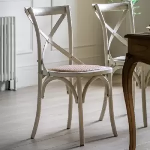 Image of Cannock Set of 2 Dining Chairs, Oak & Rattan White