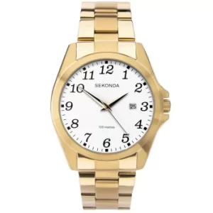 Image of Sekonda Mens White Dial Full Figure Gold Tone Bracelet Watch 1637