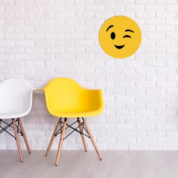 Image of Emoji - 5 Yellow Black Decorative Wooden Wall Accessory