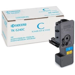 Image of Kyocera TK5240C Cyan Laser Toner Ink Cartridge