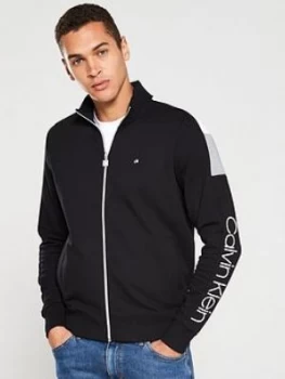 Image of Calvin Klein Athleisure Logo Zip Through Track Top - Black