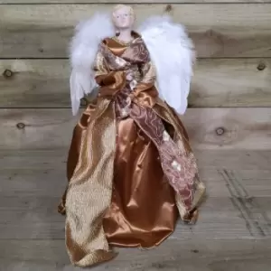 Image of Premier Decorations Ltd - 45cm Premier Christmas Angel Tree Topper Decoration in Dark Gold / Bronze