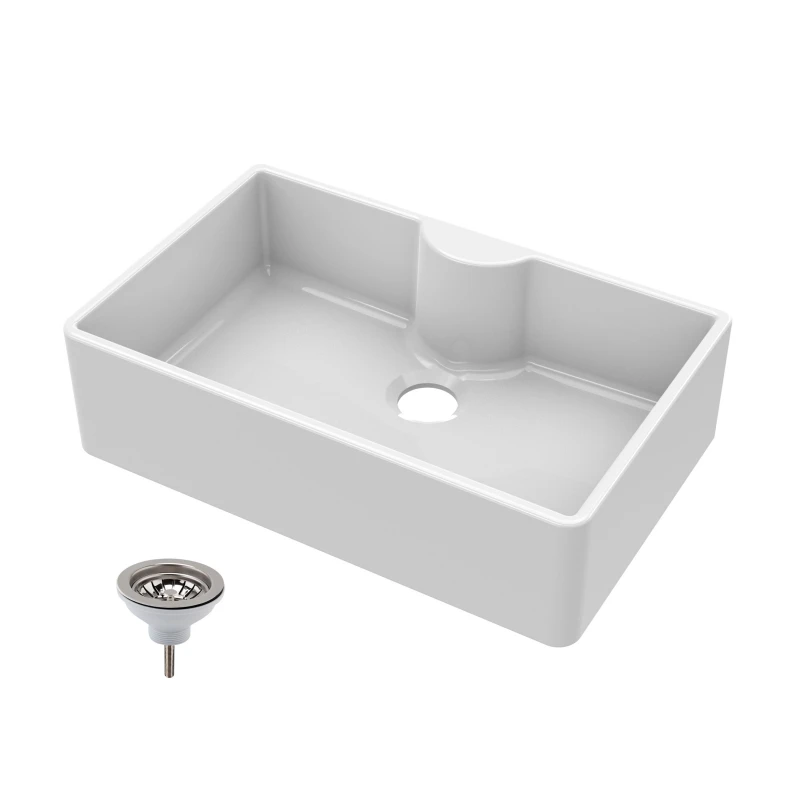 Image of Balterley 1 Bowl Fireclay Butler Sink Tap Ledge Waste 795x500x220mm White
