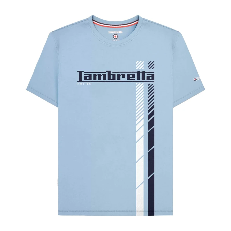 Image of Lambretta Lambretta Men SS25 Racing Stripe Big & Tall T-Shirt in Blue Size: 3X-Large Blue XXXL Male 5063703756594