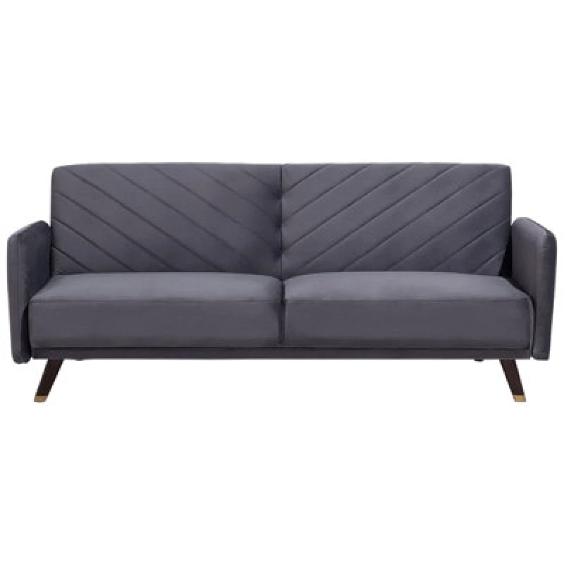 Image of Beliani Sofa Bed 3 Seater Senja Velvet Grey