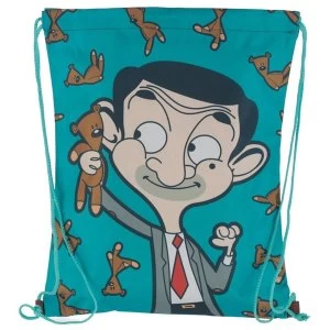 Image of Mr Bean and Bear Cartoon Drawstring Bag